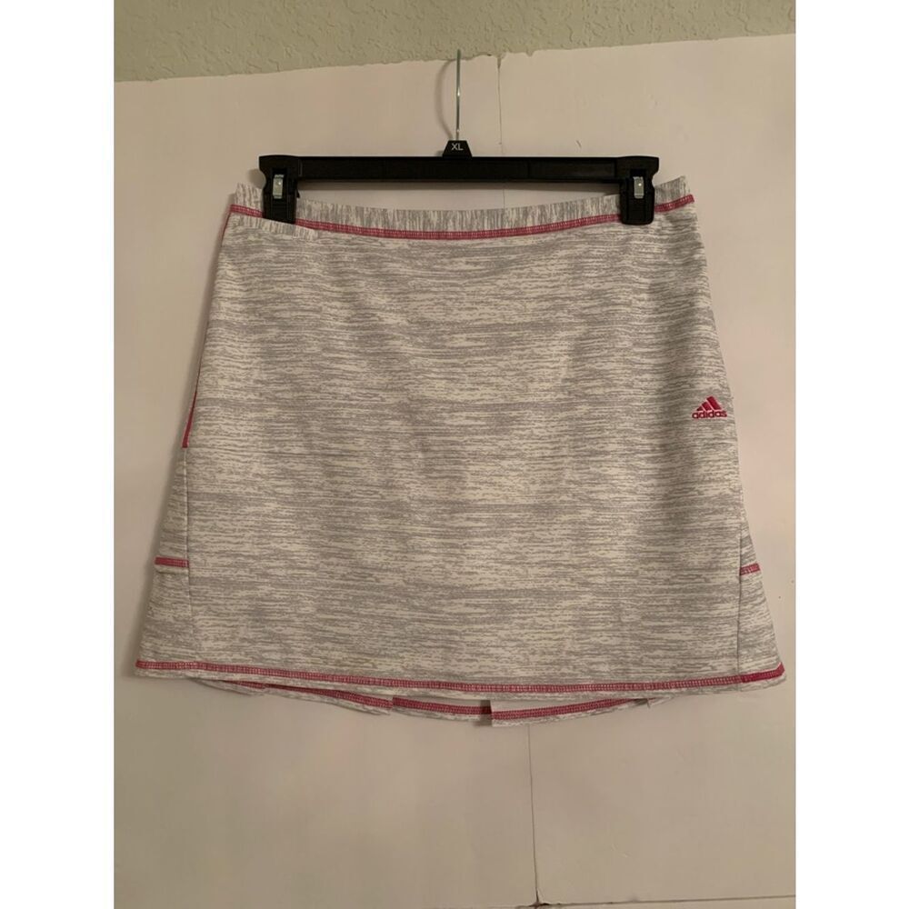 Adidas Climacool Women’s Light Gray Mini Skort with Pink Trim Zip Pleated Size 6